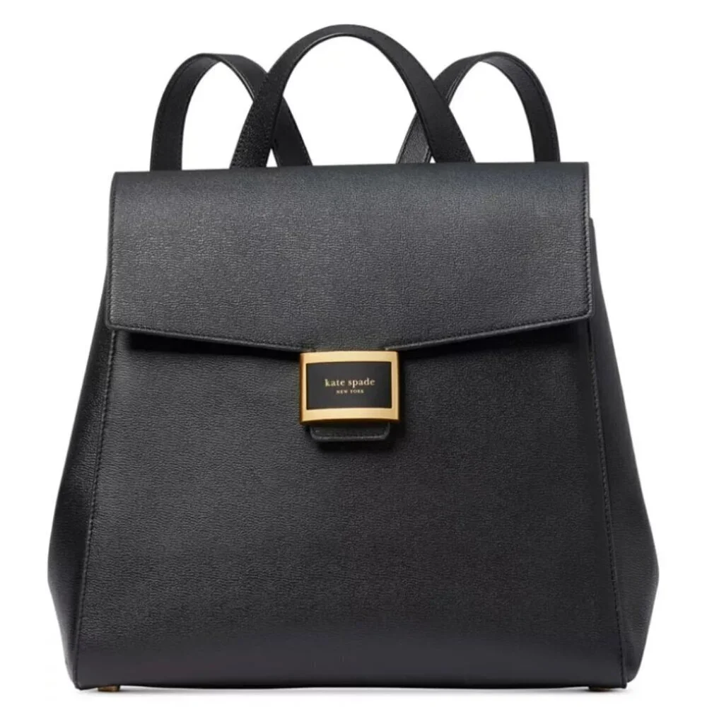 Kate Spade Katy Medium Black Leather Backpack Adjustable Straps